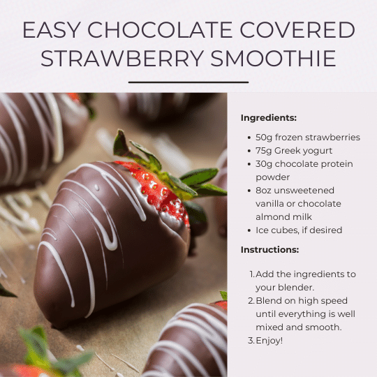 Easy Chocolate Covered Strawberry Smoothie You Need to Try - Recipe Card