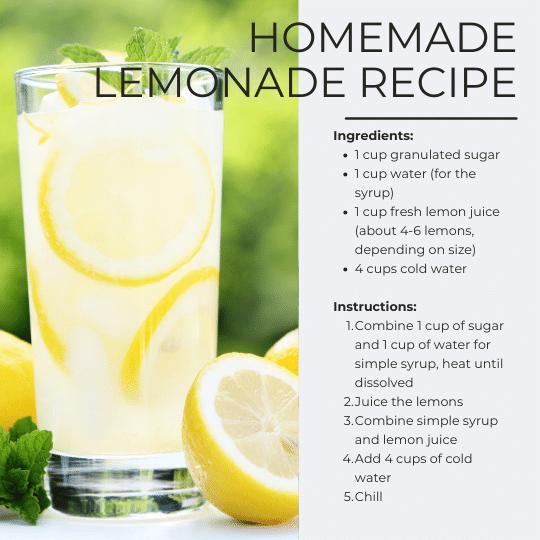 The Best Homemade Lemonade Recipe To Quench Your Thirst - Recipe Card