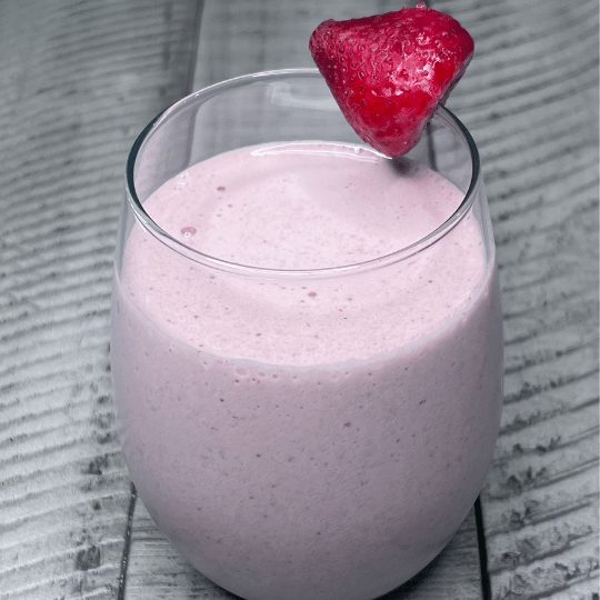 Easy Chocolate Covered Strawberry Smoothie You Need to Try - Smoothie in glass